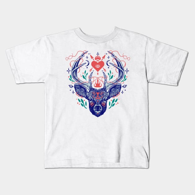 Deer animal spirit Kids T-Shirt by Paolavk